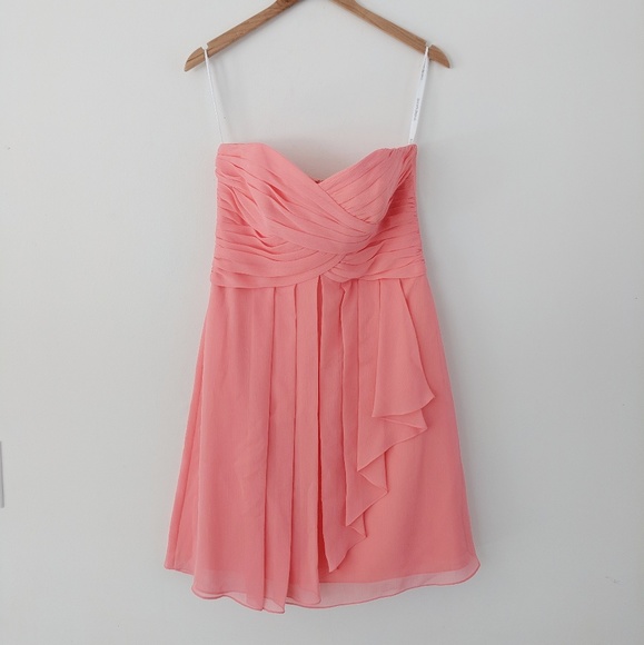 David's Bridal Dresses & Skirts - David's Bridal • Pink Short Crinkle Chiffon Dress